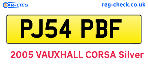 PJ54PBF are the vehicle registration plates.