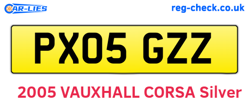 PX05GZZ are the vehicle registration plates.
