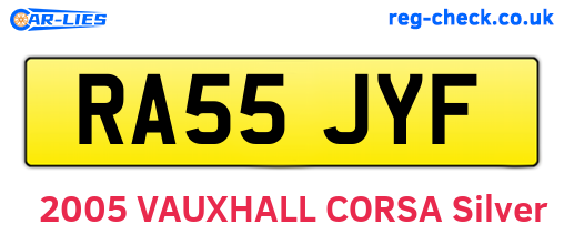 RA55JYF are the vehicle registration plates.