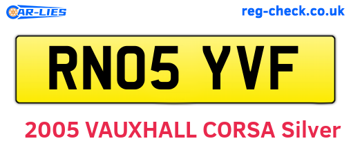 RN05YVF are the vehicle registration plates.