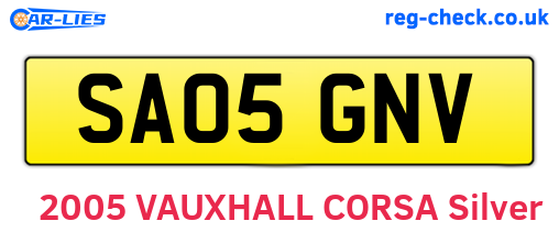 SA05GNV are the vehicle registration plates.