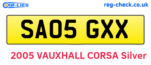 SA05GXX are the vehicle registration plates.