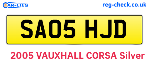 SA05HJD are the vehicle registration plates.