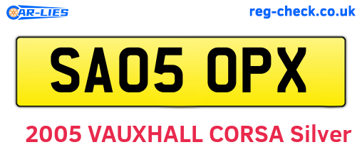 SA05OPX are the vehicle registration plates.