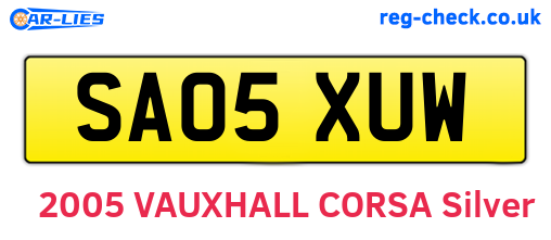 SA05XUW are the vehicle registration plates.