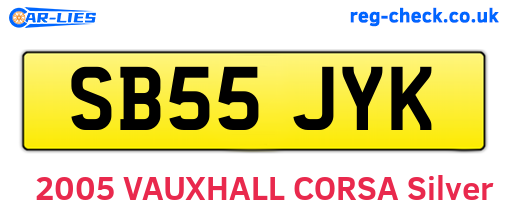 SB55JYK are the vehicle registration plates.