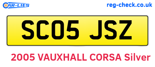 SC05JSZ are the vehicle registration plates.