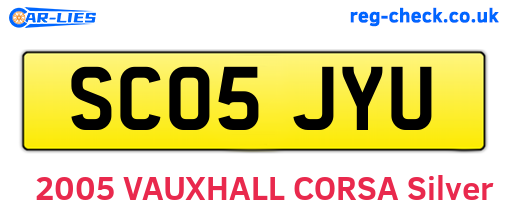 SC05JYU are the vehicle registration plates.