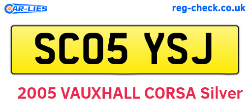 SC05YSJ are the vehicle registration plates.