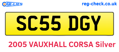 SC55DGY are the vehicle registration plates.