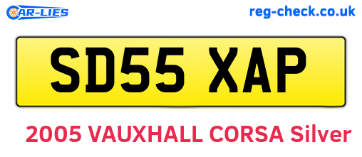 SD55XAP are the vehicle registration plates.