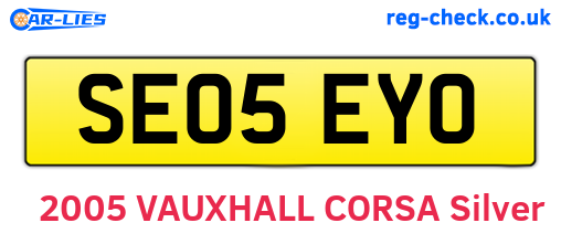 SE05EYO are the vehicle registration plates.