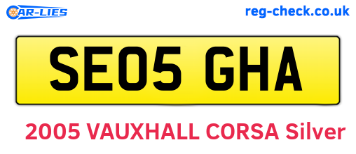 SE05GHA are the vehicle registration plates.