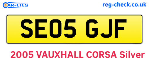 SE05GJF are the vehicle registration plates.
