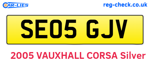 SE05GJV are the vehicle registration plates.