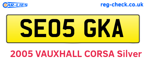 SE05GKA are the vehicle registration plates.