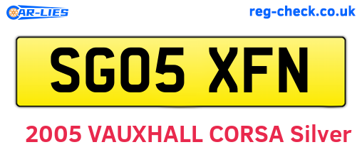 SG05XFN are the vehicle registration plates.