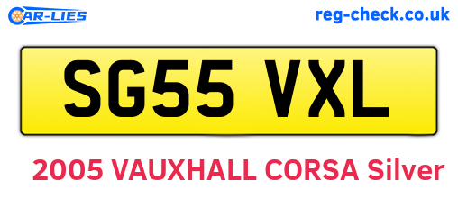SG55VXL are the vehicle registration plates.