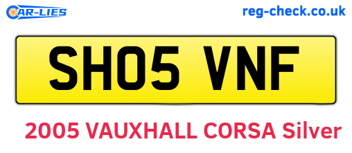 SH05VNF are the vehicle registration plates.