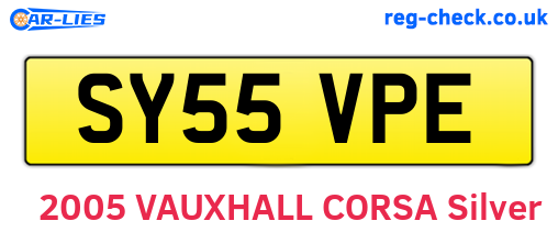 SY55VPE are the vehicle registration plates.