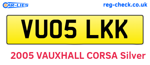 VU05LKK are the vehicle registration plates.