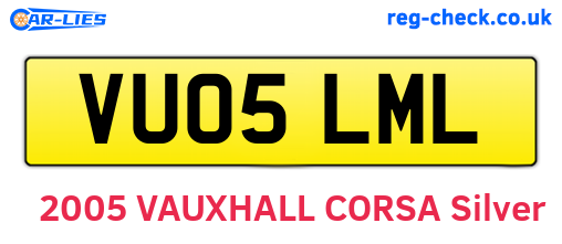 VU05LML are the vehicle registration plates.