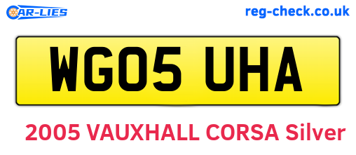 WG05UHA are the vehicle registration plates.