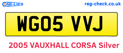 WG05VVJ are the vehicle registration plates.