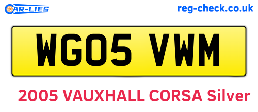 WG05VWM are the vehicle registration plates.