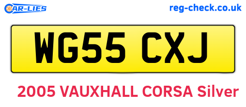 WG55CXJ are the vehicle registration plates.
