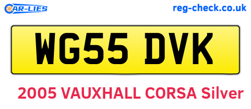 WG55DVK are the vehicle registration plates.