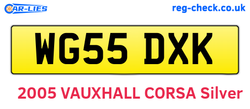 WG55DXK are the vehicle registration plates.