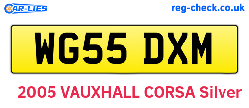 WG55DXM are the vehicle registration plates.