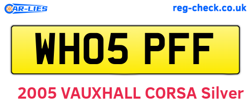 WH05PFF are the vehicle registration plates.
