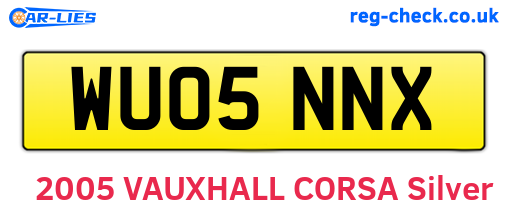 WU05NNX are the vehicle registration plates.