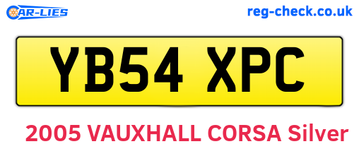 YB54XPC are the vehicle registration plates.