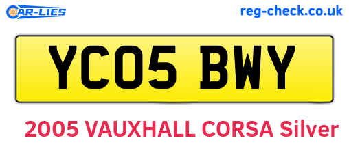 YC05BWY are the vehicle registration plates.