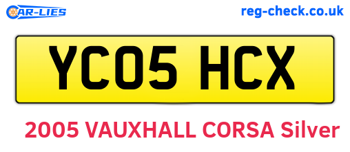 YC05HCX are the vehicle registration plates.