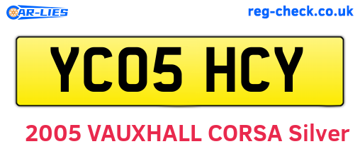 YC05HCY are the vehicle registration plates.