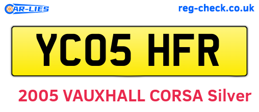 YC05HFR are the vehicle registration plates.