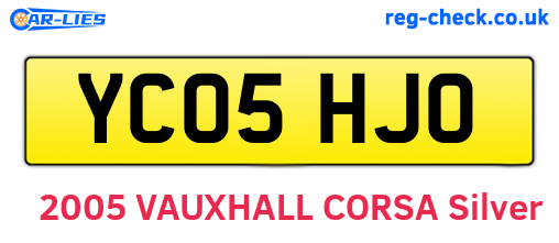 YC05HJO are the vehicle registration plates.
