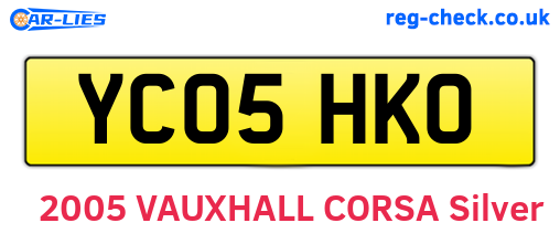 YC05HKO are the vehicle registration plates.