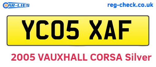 YC05XAF are the vehicle registration plates.