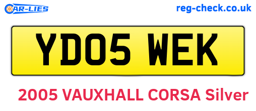 YD05WEK are the vehicle registration plates.
