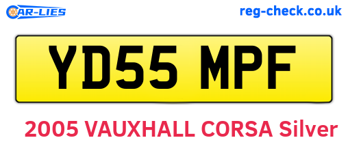 YD55MPF are the vehicle registration plates.
