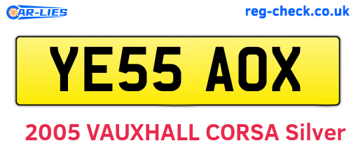 YE55AOX are the vehicle registration plates.
