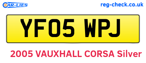 YF05WPJ are the vehicle registration plates.