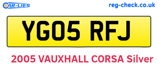YG05RFJ are the vehicle registration plates.