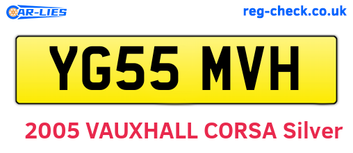 YG55MVH are the vehicle registration plates.