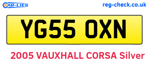 YG55OXN are the vehicle registration plates.